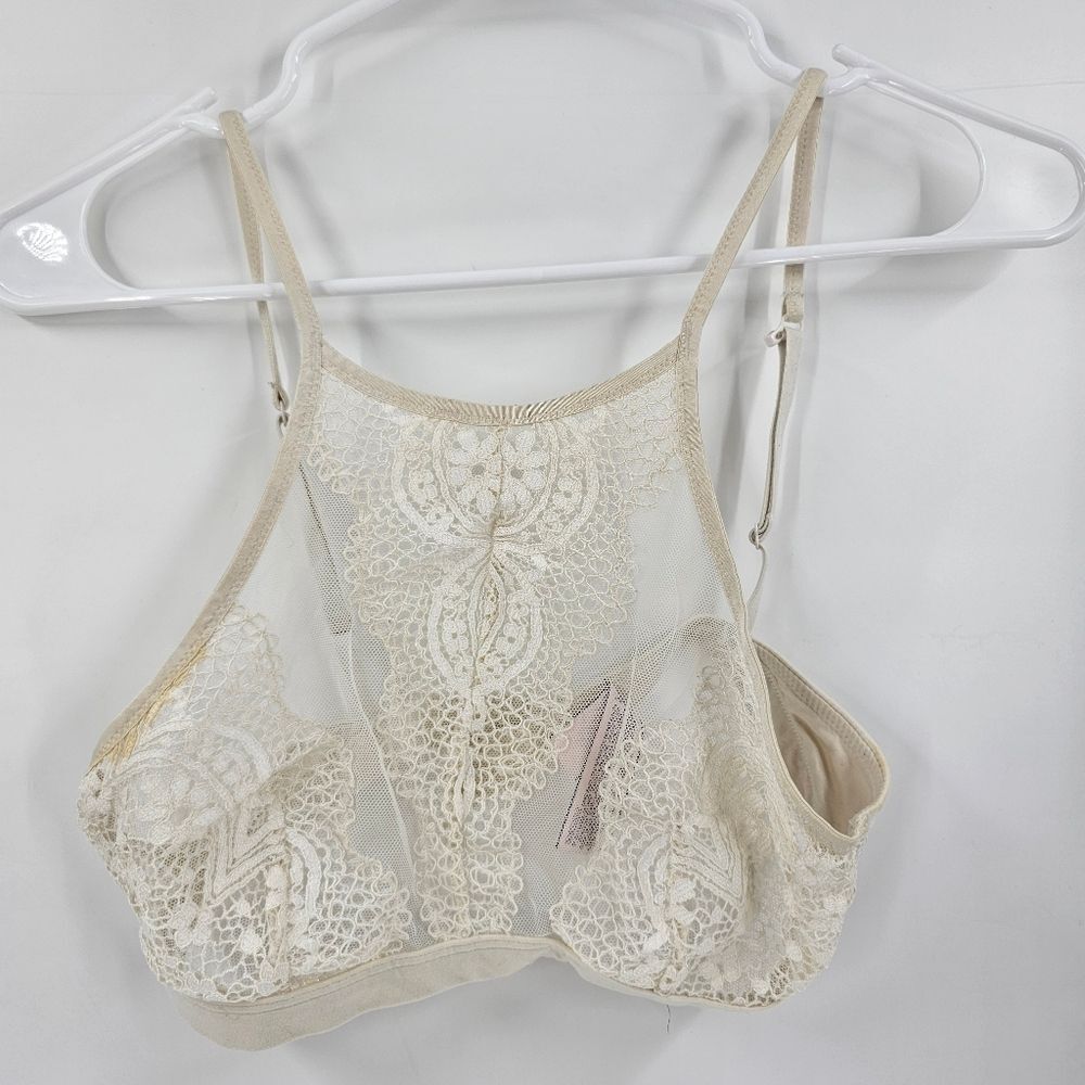 Victoria's Secret small bralette bra lace white high neck racerback